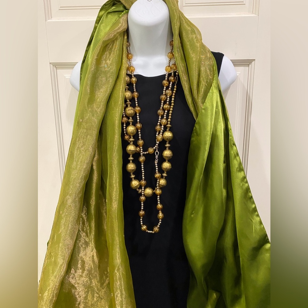 Bohemian chartreuse silk wrap